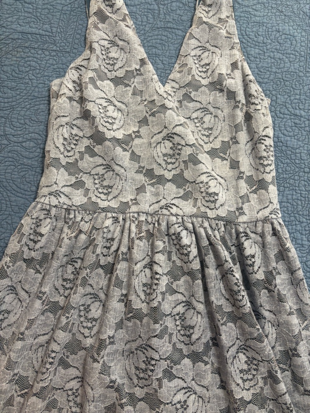 Aqua Silver Lace Mini Dress